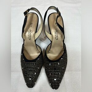 St. John Black Heels with Gold Studs